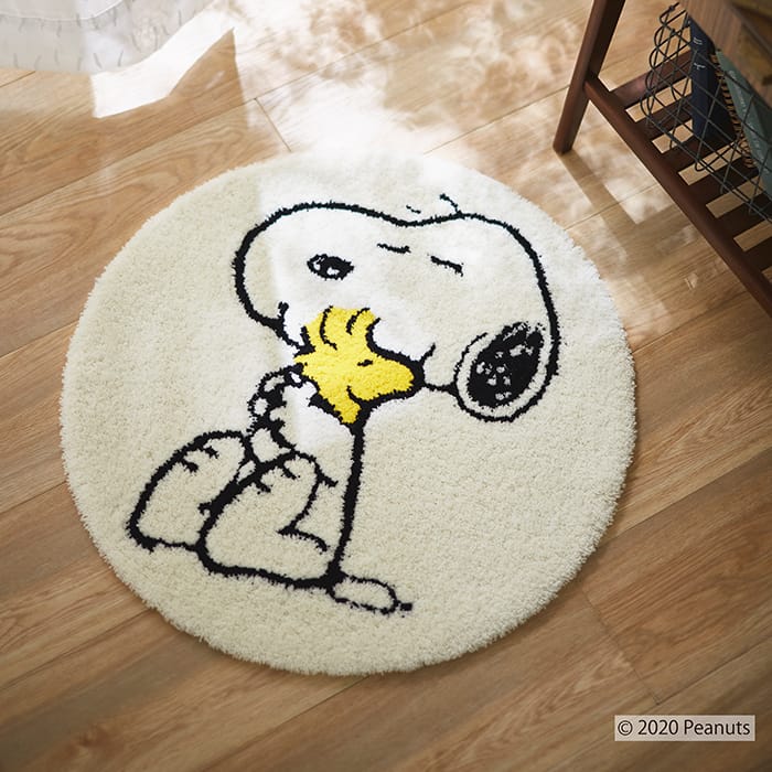 マット SNOOPY スヌーピー クロースフレンド&ウッドストック 65cm円形