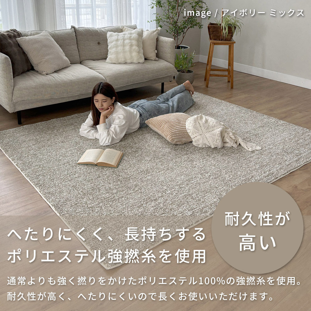 3色の糸でつくられたミックスカラー「洗える抗菌防臭防ダニ ミックスラグ」