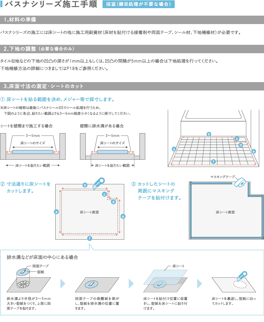 浴室床DIYシートの施工手順