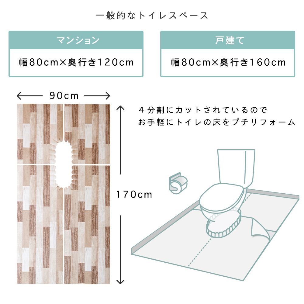 トイレ床リメイクシート 防水・抗菌・消臭タイプ