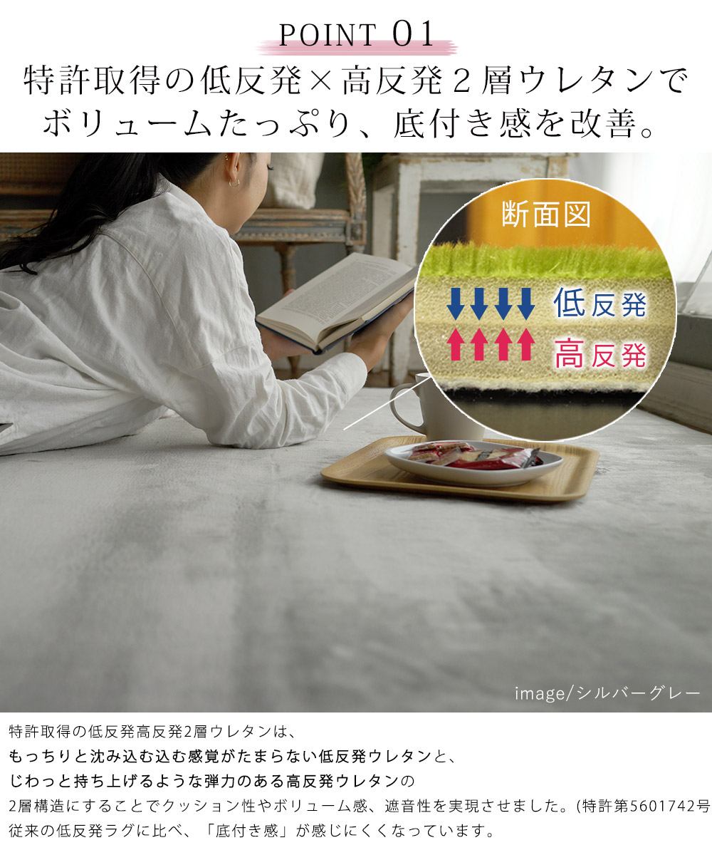 低反発高反発フランネルラグマットはもっちり低反発とじわっと高反発