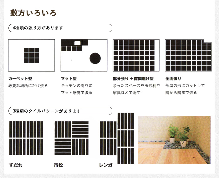 置くだけ簡単！天然木のユカハリ・タイルの敷き方